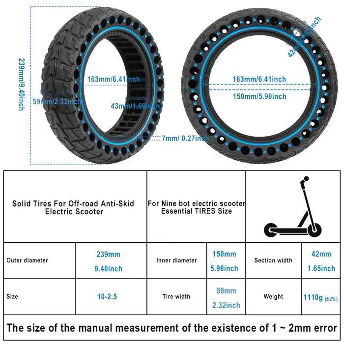 Scooter électrique à accent d'abeille intérieur, trottinette intelligente, 10 pouces, 10x2.50, solide, compatible Ninebot MAX G30, G30D, G30L, 60/70-6.5