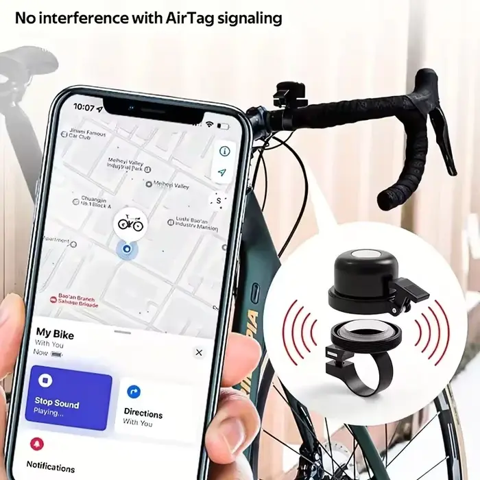 Sonnette de vélo vtt avec support AirTag intégré