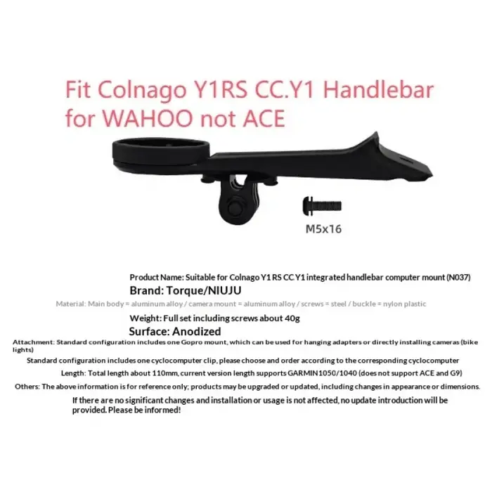 Support de compteur de vélo en aluminium CNC pour Colnago Y1RS CC.Y1