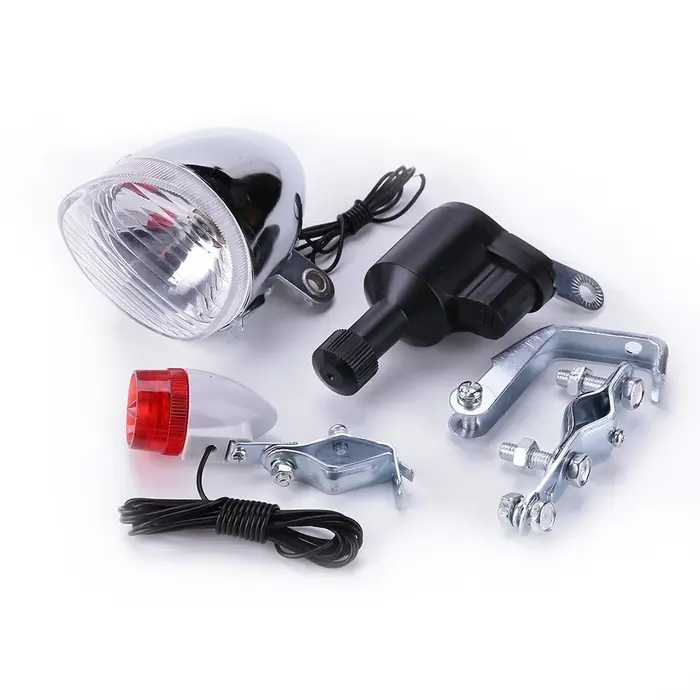 Ensemble de lumières dynamo pour vélo, sécurité, sans piles, phare avant et arrière