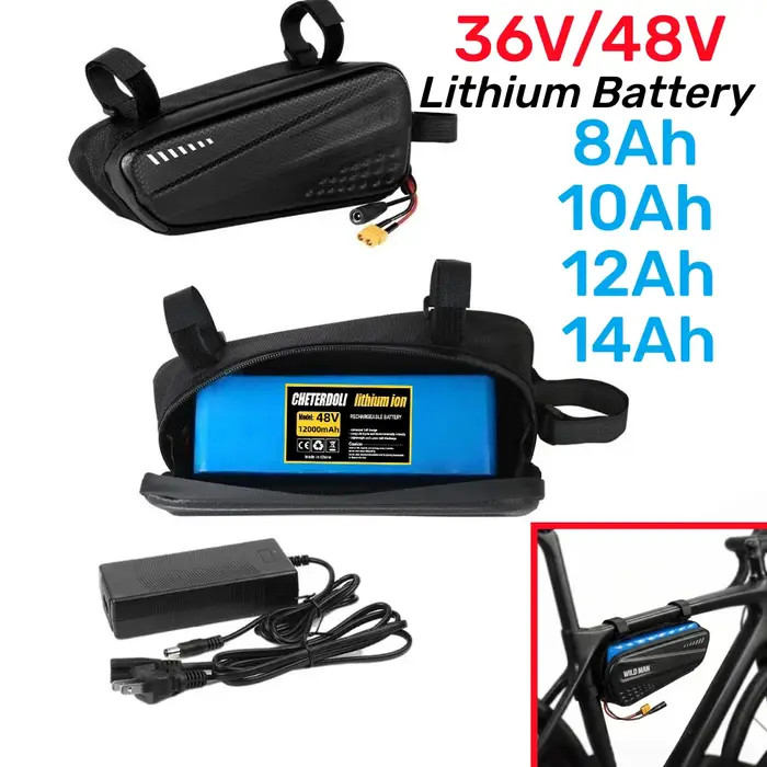 Batterie rechargeable 18650 36V 48V 8Ah 10Ah 12Ah 14Ah avec sac