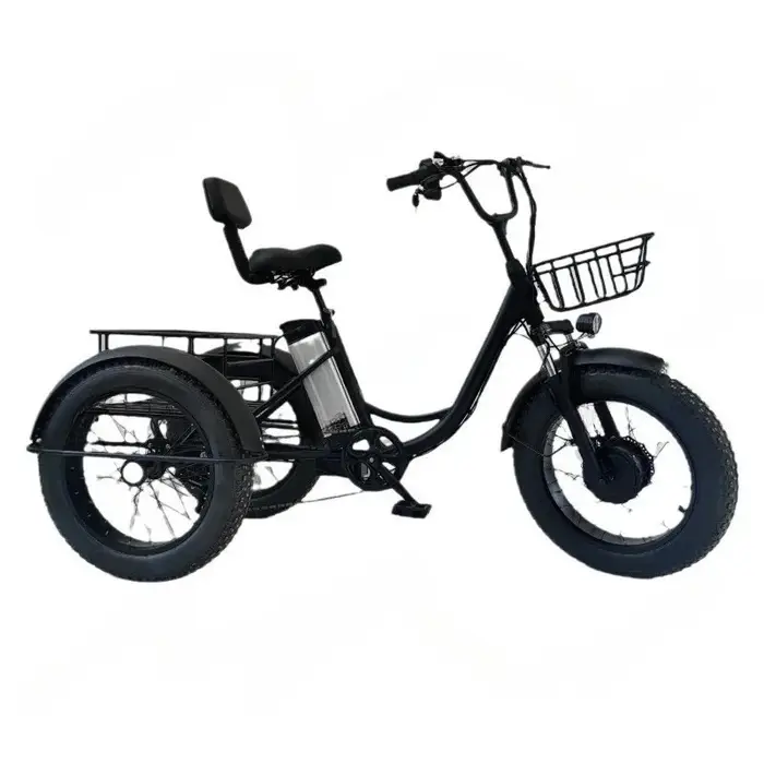 Tricycle électrique à pédales avec pneus larges de 20 pouces