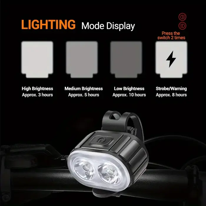 Kit d'éclairage avant et arrière pour vélo IPX6 - Éclairage LED multifonctionnel rechargeable