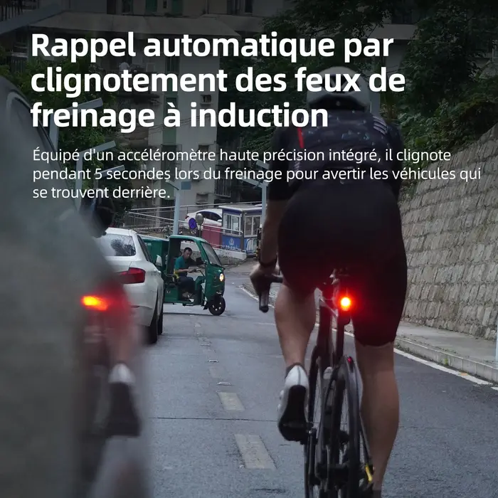 Feu arrière radar CYCLAMI LA150 pour vélo, feu stop intelligent, avertisseur de freinage, rechargeable, étanche IPX6, lampe arrière de sécurité pour cyclisme