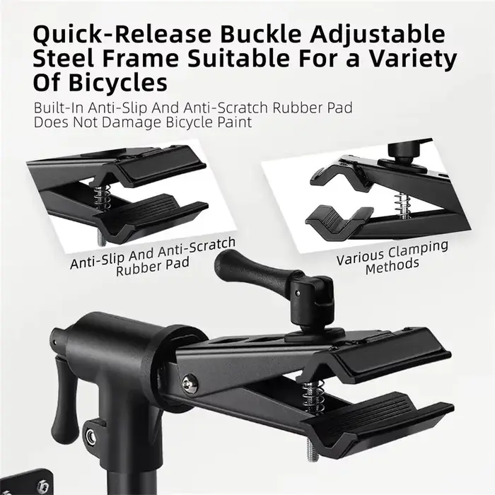 Support de réparation de vélo mural en acier noir robuste capacité 30kg pour entretien atelier et stationnement vélo pliable ou route