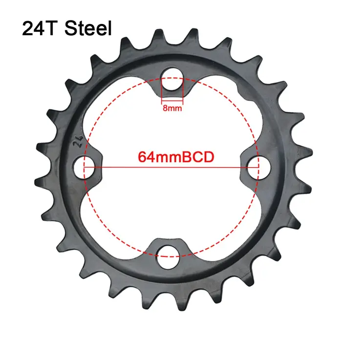 Roue à chaîne de vélo vtt 22/24/26/28/32/36/38/42/44T, pour pédalier Shimano Sram 64/104BCD, pignon Double/Triple vitesse