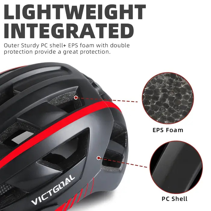 Casque de vélo avec feu arrière LED et pare-soleil pour homme et femme