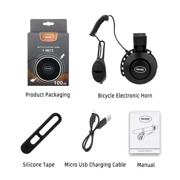 TWOOC Vélo Électronique Klaxon Réglage Du Volume 4 Types de Classique Cingtones Rechargeable 100dB Pas Rude Route Vtt