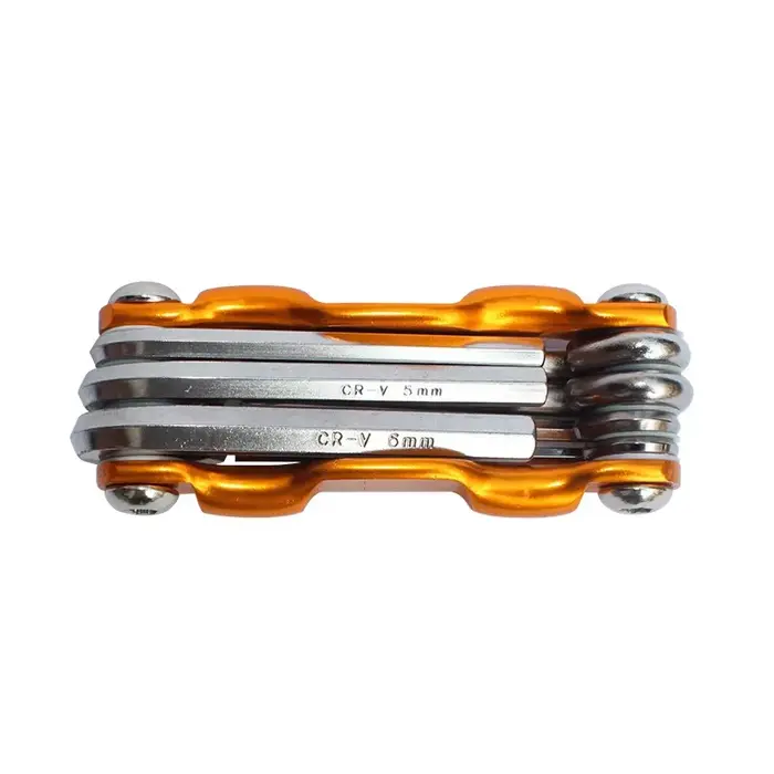 Kit d'outils multi-réparation portable avec clé Allen pliante et clés hexagonales pour entretien de vélo et réglage de rayons en métal noir bleu ou jaune