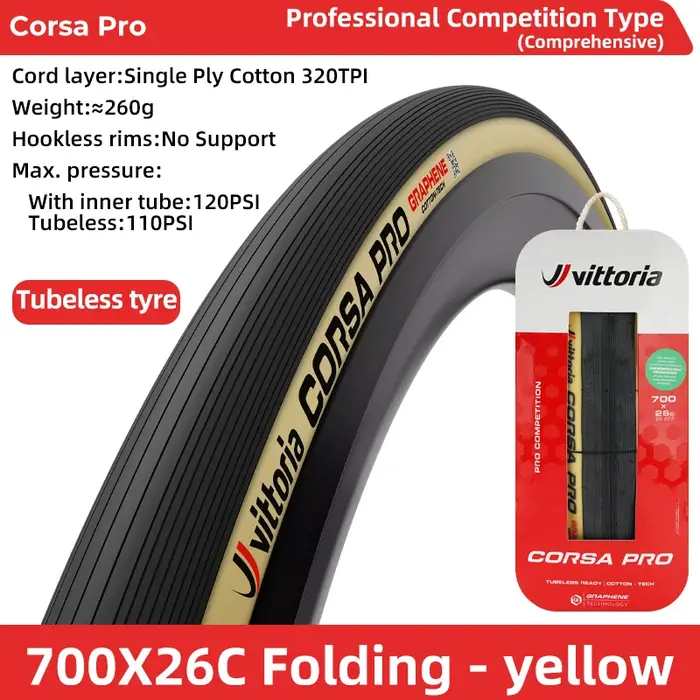 Vittoria Corsa Pro Control/Speed Road Pneu 700x26C/28C/29C/30C/32C Tubeless-Ready 320 TPI Formulation de course
