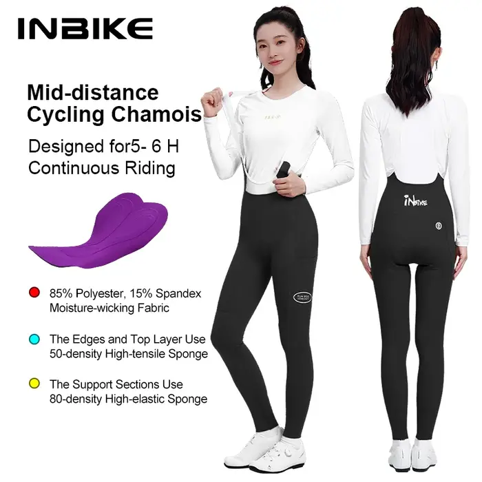 INBIKE Printemps Pantalon à bretelles de vélo pour femme Taille haute