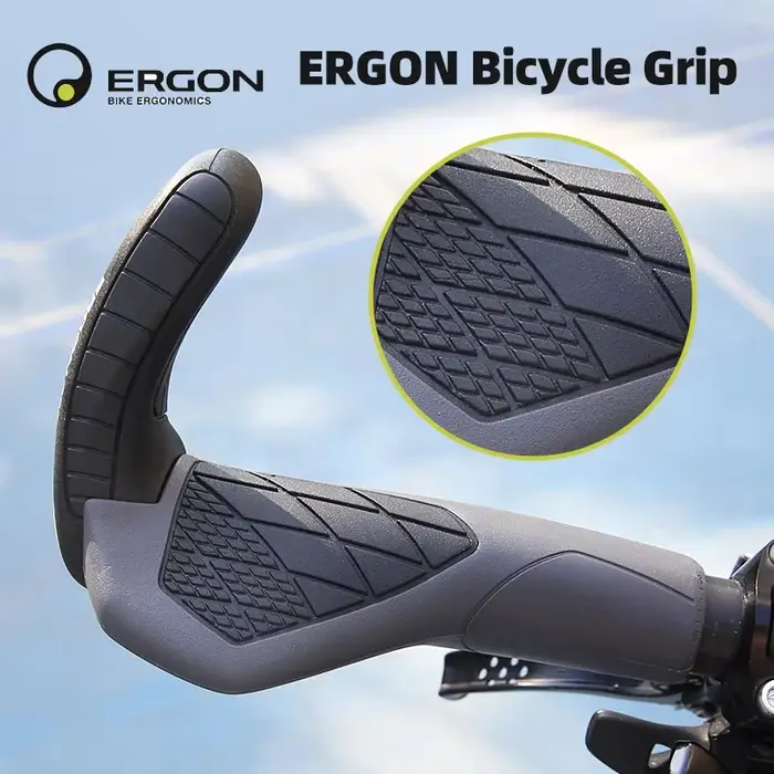 Poignées de vélo VTT Ergon GS3-L GS10EVO en caoutchouc souple et alliage d'aluminium antidérapantes avec bar-end 100mm et verrouillage 5Nm pour cyclisme montagne blanc jaune
