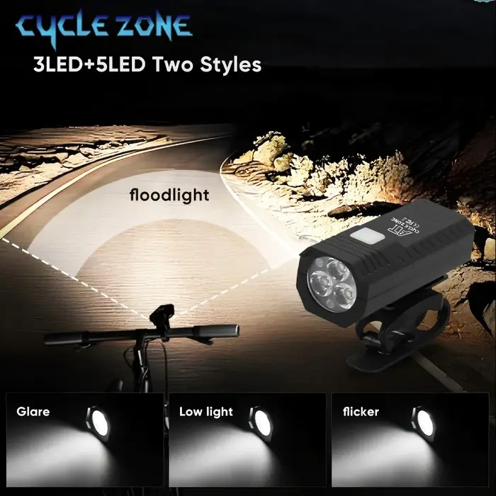 Ensemble de feux de vélo avant avec feu arrière LED feux de vélo rechargeables 3 Modes phare facile 