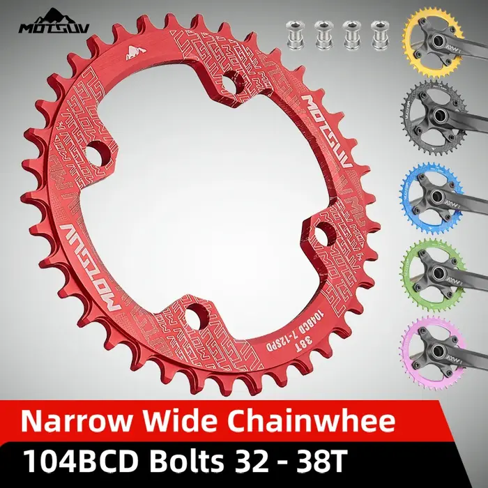 MOTSUV 104BCD vélo forme ronde roue à chaîne large étroite 32T/34T/36T/38T vtt plateau en alliage d'aluminium