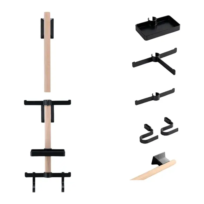 Support mural pour casque et lunettes de vélo avec barre en bois de hêtre rustique et options de fixation sécurisées pour la maison ou le garage