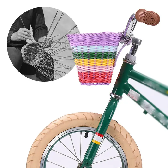 Panier de vélo de guidon avant pour enfant, panier de vélo avant de couleur arc-en-ciel Vintage adap