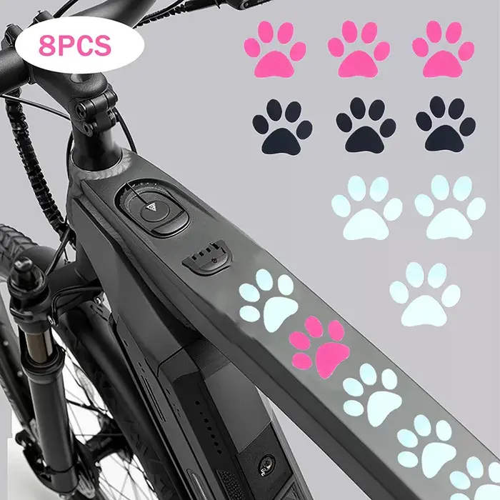 Autocollants réfléchissants patte de chat pour vtt et vélos de route ; Accessoires de décalcomanie en vinyle pour cadre