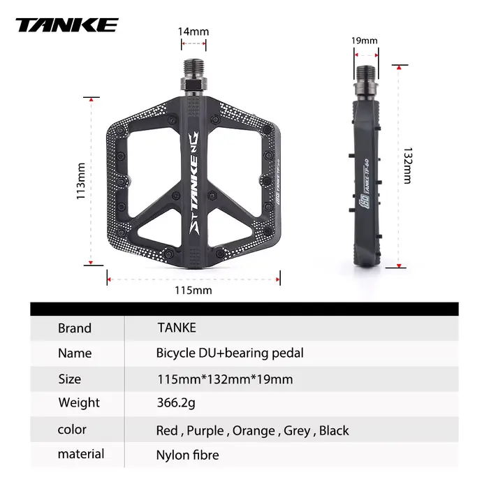 Pédale de vélo en nylon TANKE MTB