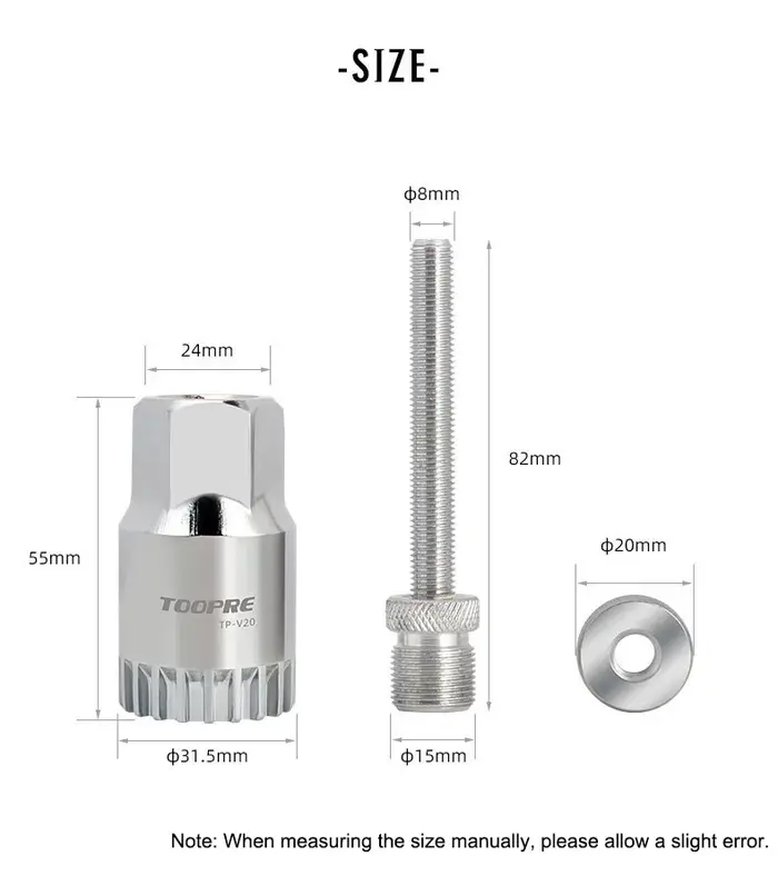 Extracteur de support inférieur de vélo, 20 dents, trou carré, clé de réparation de cannelure, clé d