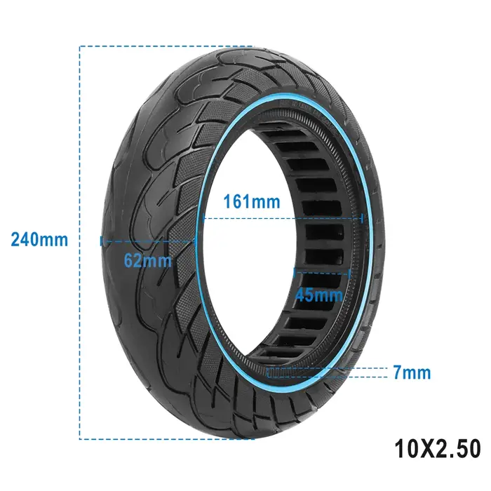 Pneus sans chambre à air 10x2.5, pneu solide 60/70 – 6.5 pour Scooter électrique Ninebot Max G30, pneu en nid d'abeille creux antidéflagrant de 10 pouces