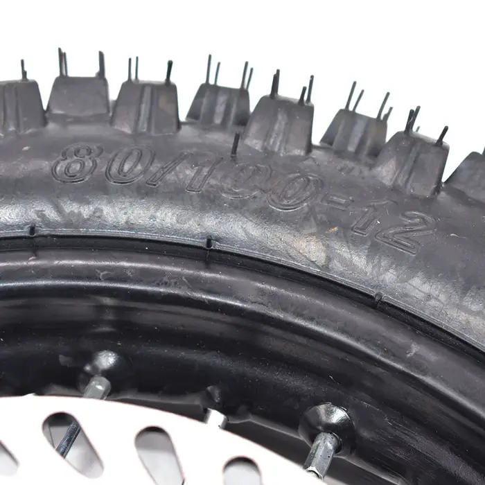 Roue arrière 1.85-12 pouces avec pneu 80/100-12 pignon de plaque de disque de frein 190MM # 428 pour moto CRF KLX Kayo BSE Dirt Pit Bike