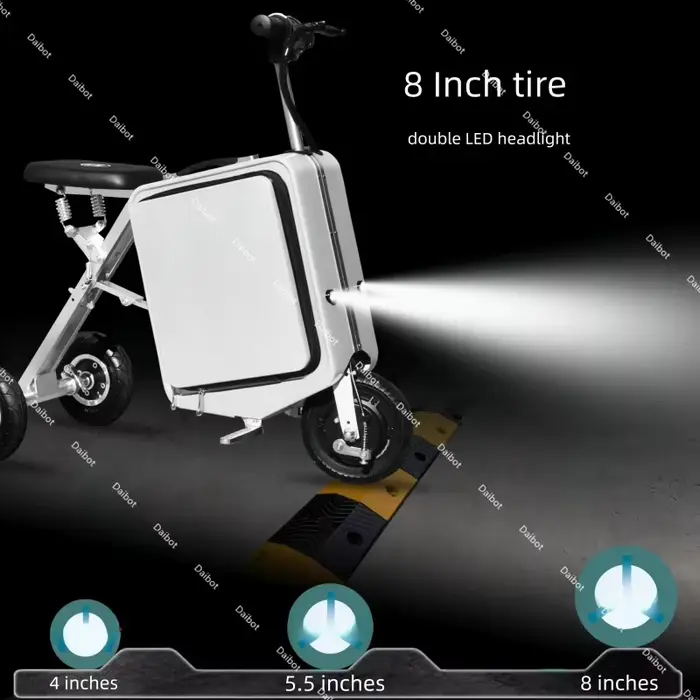 Scooter électrique de mobilité pliant 2 places léger avec batterie amovible et cadre en alliage d'aluminium aéronautique pour adultes seniors