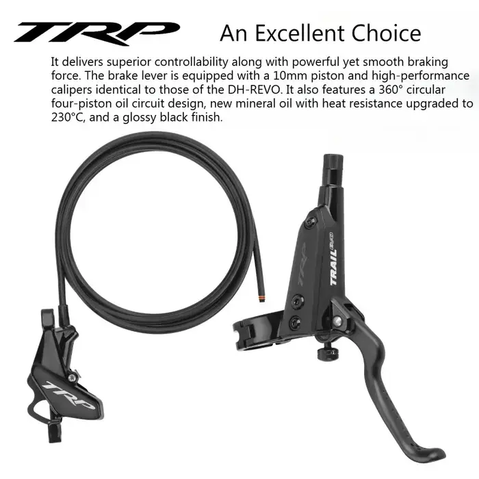 Frein à disque hydraulique pour vélo de montagne TRP Trail EVO HD-M843, frein de qualité AM/ENDURO à 4 pistons avec tube d'huile de 1800 mm et poignée ergonomique