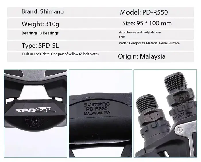 Pédales de vélo de route SHIMANO PD‑R7000 PD‑R550 SPD‑SL