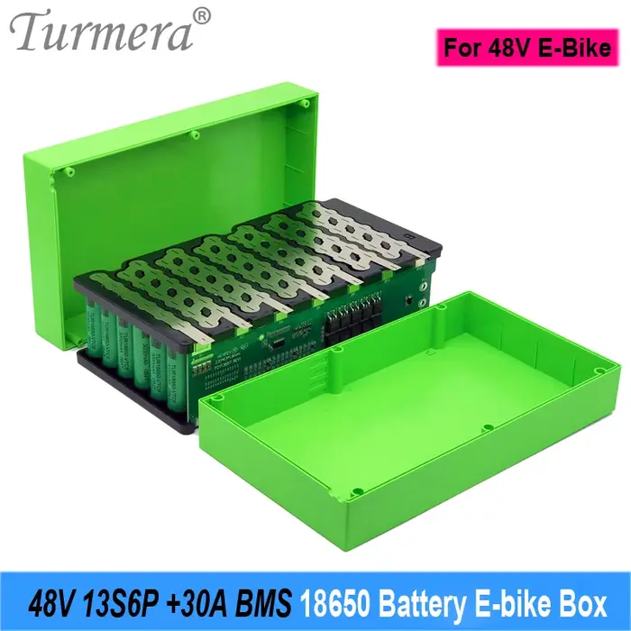 Turmera 13S 48V 52V boîtier de batterie de vélo électrique 13S6P 18650 support avec soudage Nickel 30A BMS pour