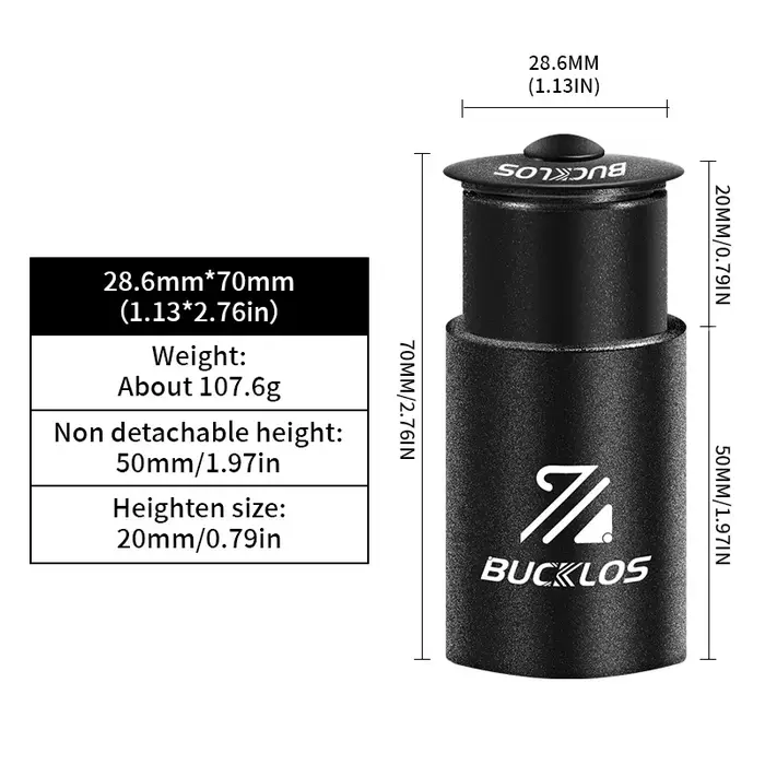 BUCKKubbike-Tige de fourche de vélo en alliage d'aluminium, extension recommandée, 70/80/100/115/120