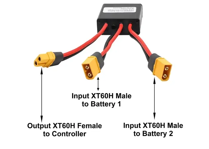 Convertisseur de décharge double batterie pour vélo électrique 24-72VDC