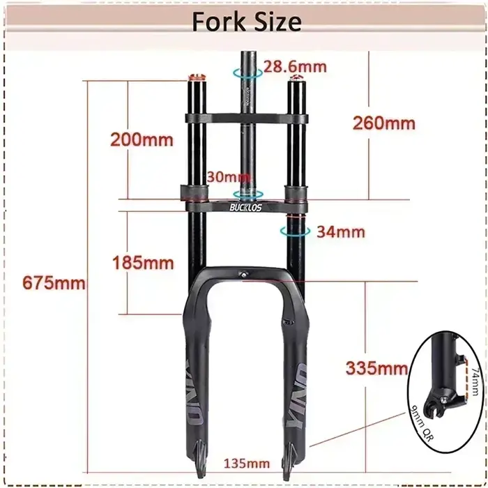 BUCKLOS double couronne 20 pouces Ebike gros vélo fourche 20*4.0