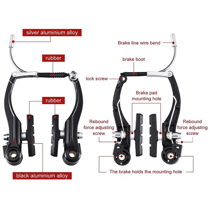 6 pièces en alliage vélo de montagne V frein Portable détachable réglable activité de plein air cyclisme avant et arrière pièce remplaçable
