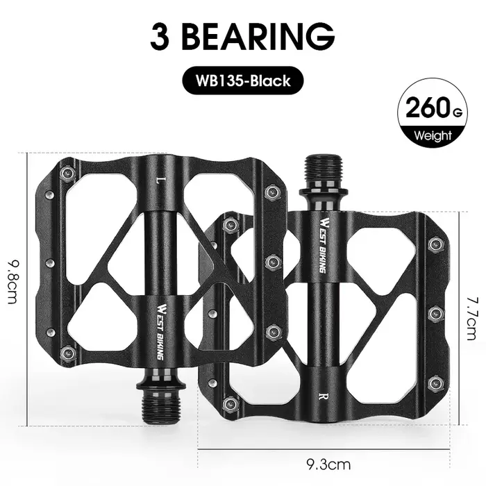 Pédales de vélo en aluminium WEST BIKING à 3 roulements