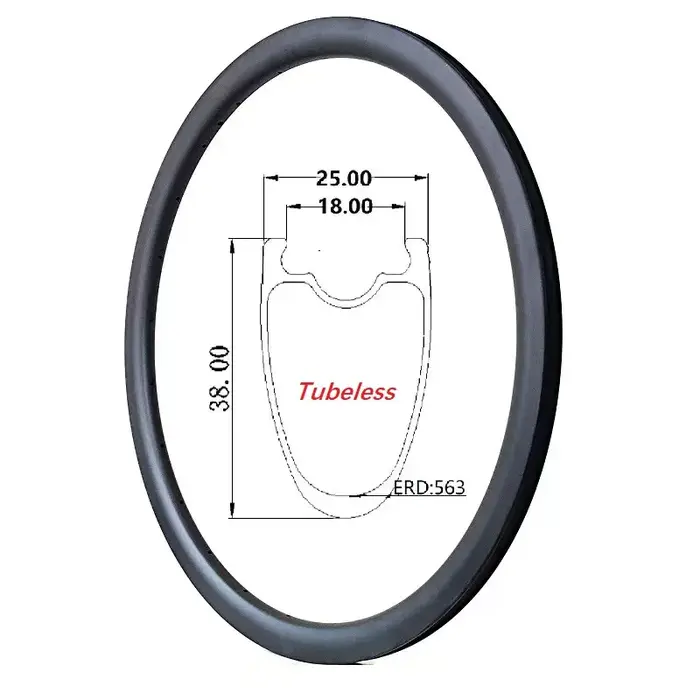 Jante de vélo en carbone 700C, 25mm de large 30 35 38 40 45 55 60mm, pneu profond, tubulaire sans ch