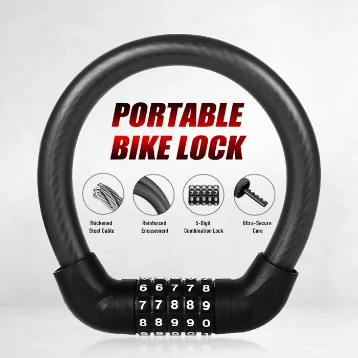 Serrure de vélo à combinaison à 5 chiffres