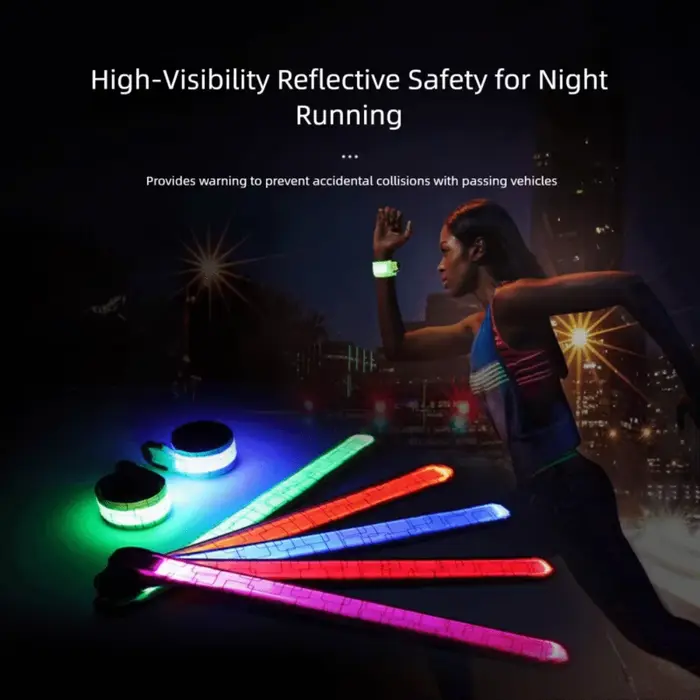 Brassard de course de nuit, bande lumineuse LED, brassard de sécurité pour cyclisme, Sports de plein air, ceinture de bras, bracelet d'avertissement de jambe