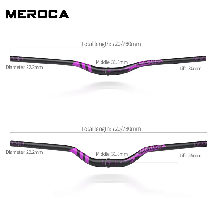 MEROCA guidon de vélo 31.8mm hauteur 30mm/55mm longueur 720mm/780mm alliage d'aluminium haute résistance pour