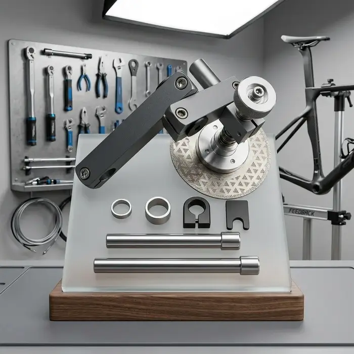 Outil d'alignement de frein de vélo avec système de pression réglable et adapté aux normes d'axe de 100 mm et 142 mm sur divers cadres