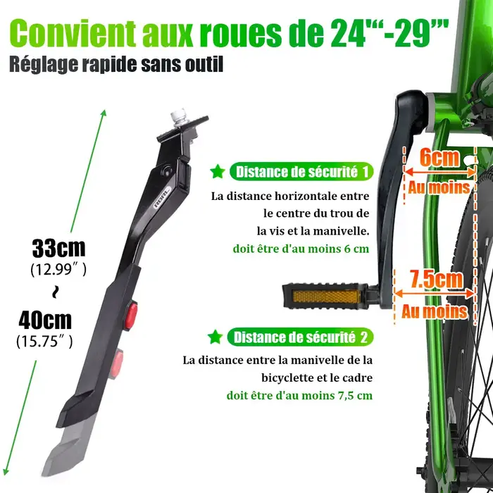 Béquille centrale de vélo réglable en aluminium