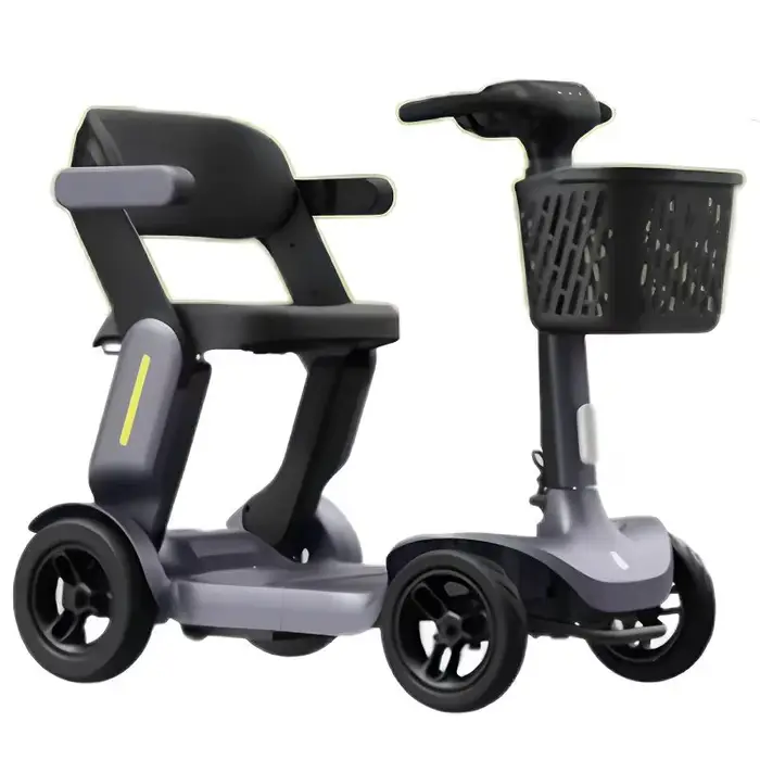 Scooter électrique intelligent pré-assemblé pliable à 4 roues pour adultes âgés handicapés avec détection de siège