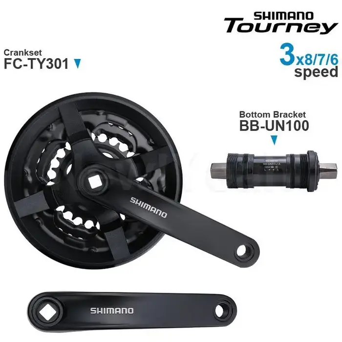 SHIMANO TOURNEY TY-groupe de pédalier vtt comprend FC-TY301 42-34-24T 170mm 3x8/7/6 vitesses et support inférieur Original