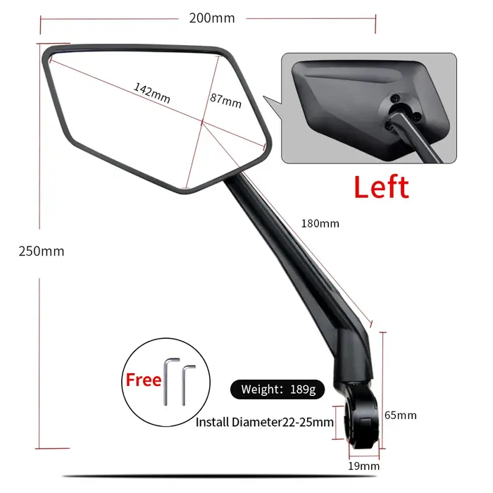 EasyDo rétroviseur pour guidon de vélo vélo cyclisme large gamme réflecteur de vue arrière réglable 