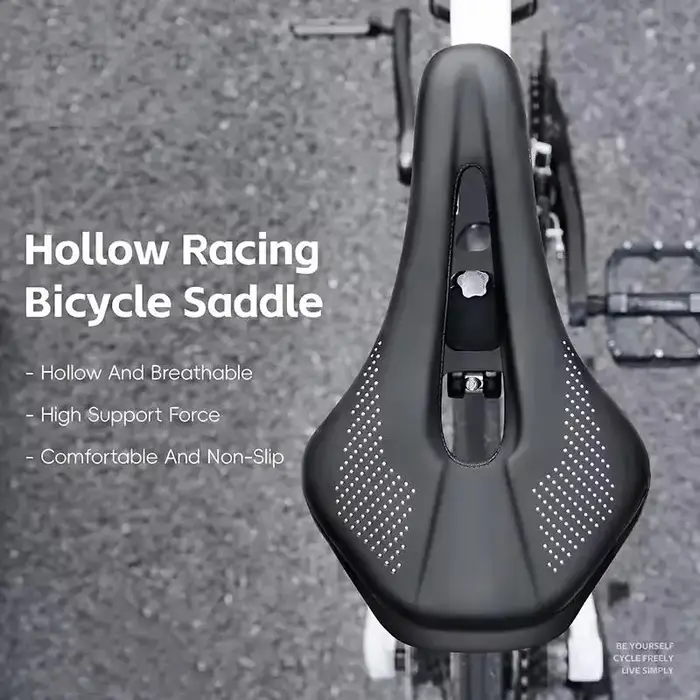 Selle de vélo de route en PU, ultralégère, creuse, imperméable, ergonomique, pour l'entraînement et l'exercice à vélo.