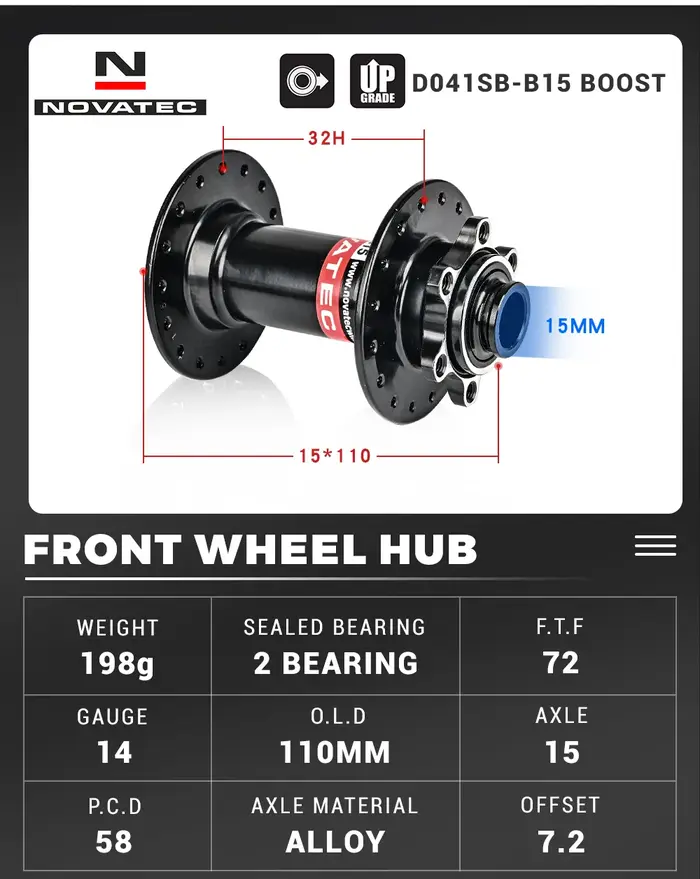 Moyeux de vélo Novatseats D041SB-B15 D042SB-B12 BOOST Avant 110*15MM Arrière 148*12MM En Acier Inoxydable HG Freehub 8 9 10 11 Vitesse 32 Trou