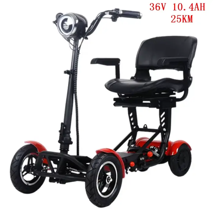 Trottinette électrique pliable à quatre roues pour personnes âgées, avec accoudoirs confortables, si