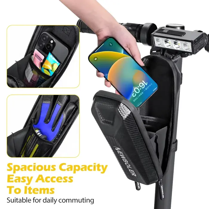 NEWBOLER 0.7L Scooter électrique avant sac étanche Velcro sangle libération EVA