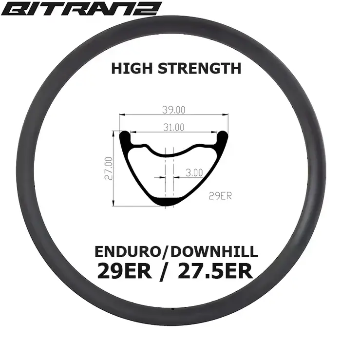 29er XC Boost AM ENDURO 39mm 31mm de large asymétrique vtt vélo Tubeless jantes en carbone 20mm 27mm UD 3K 29 pouces DH roue 24H 28H 32H 36H