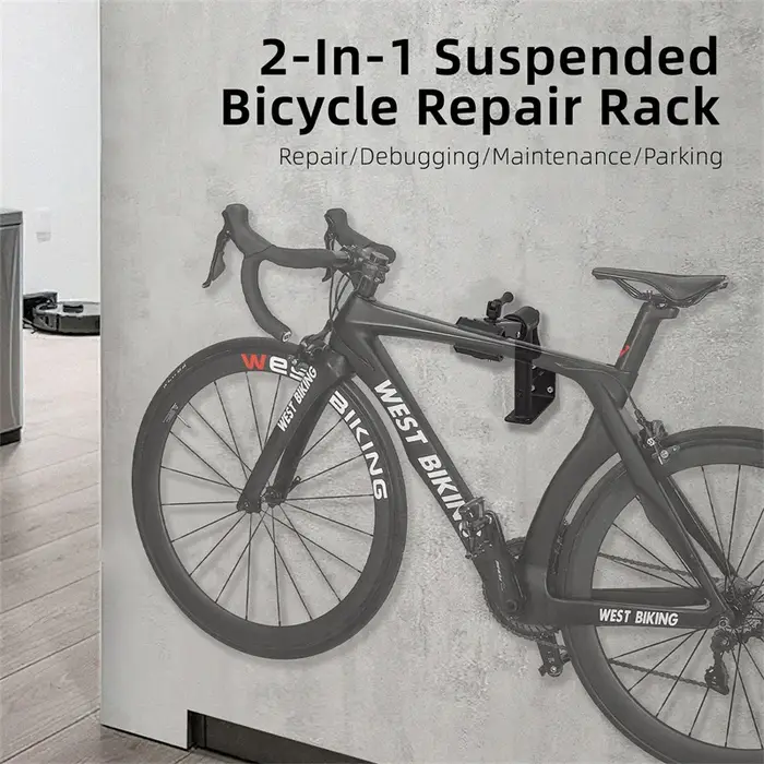 Support de réparation de vélo en acier au carbone blanc pour stationnement mural intérieur et maintenance de vélo robuste 30kg