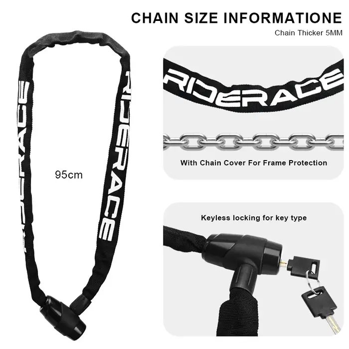 RIDERACE serrure à chaîne de vélo Portable antivol haute sécurité vtt